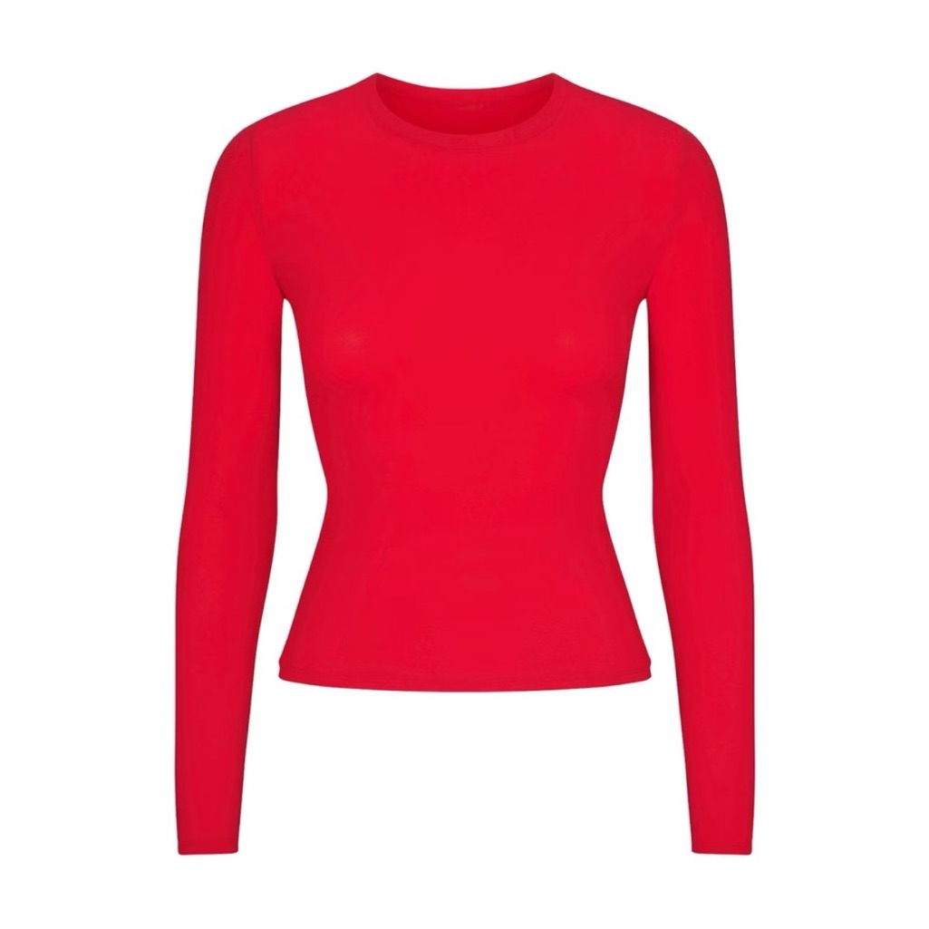 Skims - New Fits Everybody Long Sleeve T-Shirt Cherry Size Large